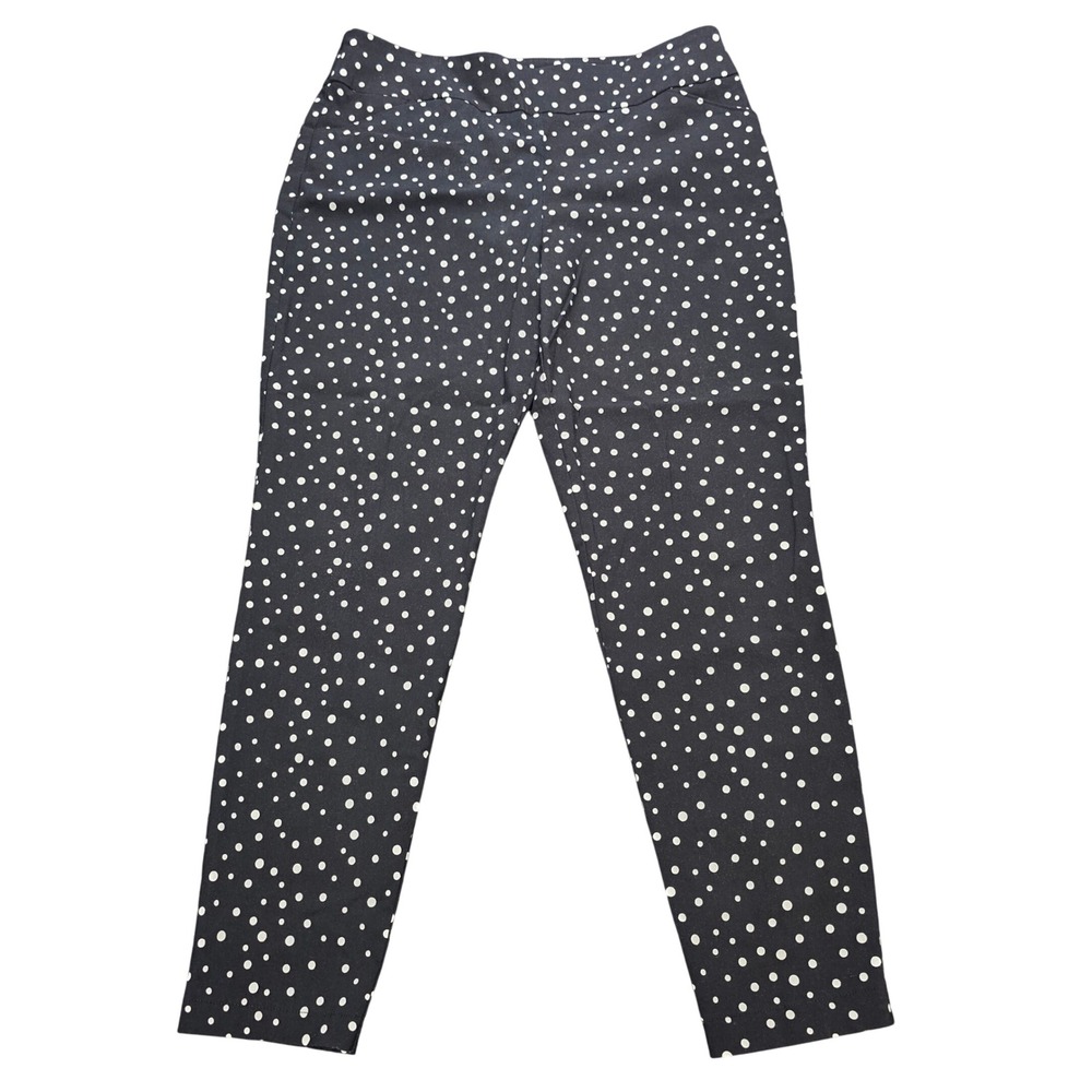 Versona Modern Pull On Pants Women's Size 12 Black White Polka Dot Slim Tapered